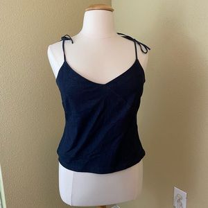 XL Ann Taylor Loft dark Blue Denim tie string top
